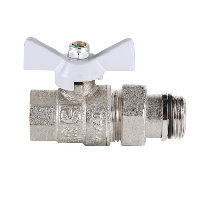 Фото кран шаровой base с полусгоном 1/2" вн.-нар. с доп. упл. (белая рукоятка) Кран шаровой BASE с полусгоном 1/2" вн.-нар. с доп. упл. (белая рукоятка)