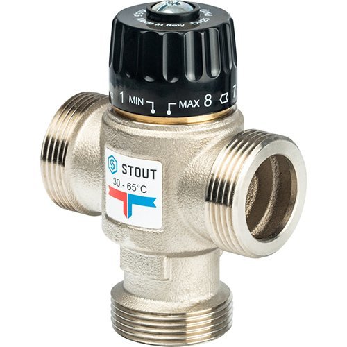 SVM-0125-186525 STOUT Термостатический смесительный клапан для систем отопления и ГВС 1"  НР   30-65°С KV 1,8