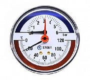 STOUT Термоманометр аксиальный в комплекте с автоматическим запорным клапаном. Корпус Dn 80 мм 1/2" 4 bar